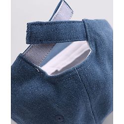 Babyhug Denim Woven Summer Cap With Text Embroidery Blue - Diameter 19 cm