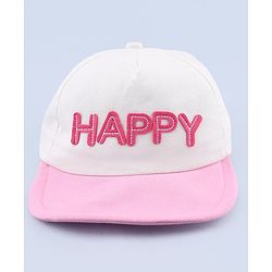 Babyhug 100% Cotton Woven Baseball Cap With Text Embroidery - White