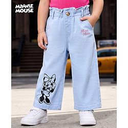 Babyhug Disney Denim Woven Full Length Jeans With Minnie Mouse Graphic - Blue