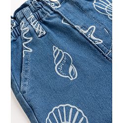 Babyhug Disney Denim Woven Full Length Jeans With Disney Princess Graphics - Blue