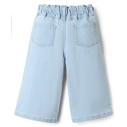 Babyhug Disney Denim Woven Full Length Jeans With Minnie Mouse Graphic & Bow Embroidery - Light Blue