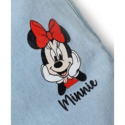 Babyhug Disney Denim Woven Full Length Jeans With Minnie Mouse Graphic & Bow Embroidery - Light Blue