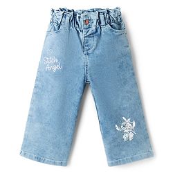 Babyhug Disney Denim Woven Full Length Jeans With Stitch Graphics - Blue