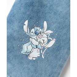Babyhug Disney Denim Woven Full Length Jeans With Stitch Graphics - Blue