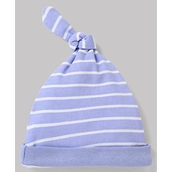Babyhug 100% Cotton Interlock Knit Baby Caps with Animal & Vehicles Print Pack of 2 i White & Blue - Diameter 15 cm