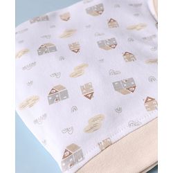 Babyhug 100% Cotton Interlock Knit Printed Cap Pack of 2 White - Diameter 19 cm