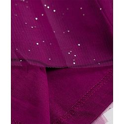 Babyhug Single Jersey Singlet One Piece Glittery Frock with Bow & Butterfly Applique - Wine