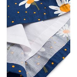 Babyhug Cotton Half Sleeves Floral One Piece Frock with Polka Dot Print - Navy