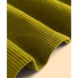 Babyhug Corduroy Woven A Line Frock & Inner Tee With Bow Print - Green