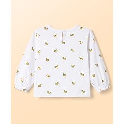 Babyhug Corduroy Woven A Line Frock & Inner Tee With Bow Print - Green