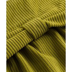 Babyhug Corduroy Woven A Line Frock & Inner Tee With Bow Print - Green