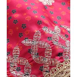 Babyhug Woven Half Sleeves Kurti Gharara Set with Floral Embroidery & Dupatta - Fuchsia