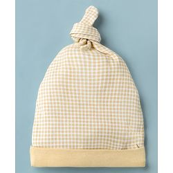 Babyhug 100% Cotton Interlock Knit Printed Baby Caps in White & Yellow Pack of 2 - Diameter 14.5 cm