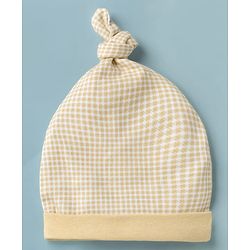 Babyhug 100% Cotton Interlock Knit Printed Baby Caps in White & Yellow Pack of 2 - Diameter 14.5 cm