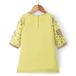 Babyhug Georgette Woven Three Fourth Sleeves Kurti Gharara Set with Sequin Detailing & Dupatta - Lime Green