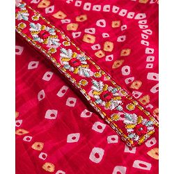 Babyhug 100% Cotton Cambric Woven Full Sleeves Bandhani Dhoti Kurta Set With Lace Detailing - Red