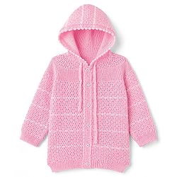 Babyhug Knit Full Raglan Sleeves Hooded Sweater Set with Booties - Pink
