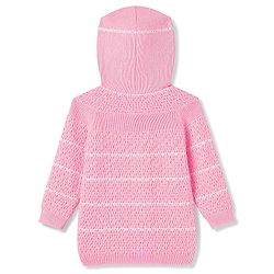 Babyhug Knit Full Raglan Sleeves Hooded Sweater Set with Booties - Pink