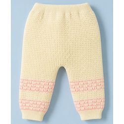 Babyhug Knit Raglan Full Sleeves Striped Four Piece Sweater Set With Cap & Booties - OffWhite