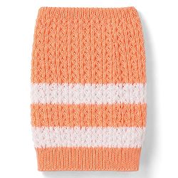 Babyhug Knit Full Raglan Sleeves Front Open Striped Sweater Set With Cap & Booties - Orange