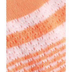 Babyhug Knit Full Raglan Sleeves Front Open Striped Sweater Set With Cap & Booties - Orange