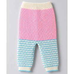 Babyhug Knit Full Sleeves Colour Block Designed Sweater Set with Cap & Booties - Pink