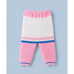 Babyhug Knit Full Sleeves Sweater set with  Striped Design - Pink