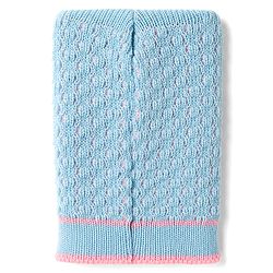 Babyhug Knit Full Raglan Sleeves Front Open Striped Sweater Set With Cap & Booties - Light Blue