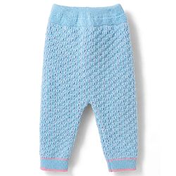 Babyhug Knit Full Raglan Sleeves Front Open Striped Sweater Set With Cap & Booties - Light Blue