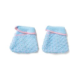 Babyhug Knit Full Raglan Sleeves Front Open Striped Sweater Set With Cap & Booties - Light Blue