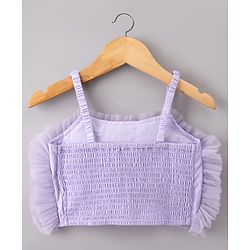 Babyhug Net Woven Sleeveless Choli Lehenga Set with Floral Embroidery & Dupatta - Lavender