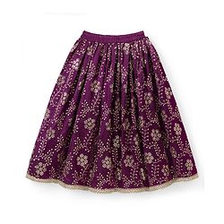 Babyhug Chanderi Woven Half Sleeves Floral Embroidered Choli & Lehenga Set With Dupatta - Wine