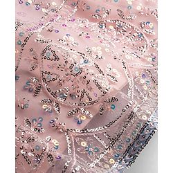 Babyhug Net Woven Sleeveless Choli Lehenga Set with Sequin Detailing & Dupatta - Pink