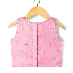Babyhug Net Woven Choli Legenga Set with Floral Embroidery & Three Fourth Sleeves Jacket - Pink