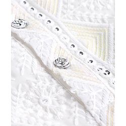 Babyhug Georgette Woven Full Sleeves Embroidered Kurta Pyjama Set With Sequin Detailing - White