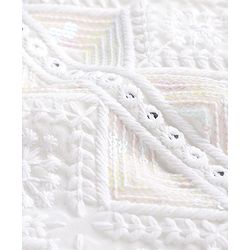 Babyhug Georgette Woven Full Sleeves Embroidered Kurta Pyjama Set With Sequin Detailing - White