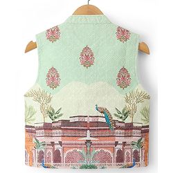 Babyhug Woven Full Sleeves Kurta Pyjama Set with Embroidered & Printed Nehru Jacket - Green
