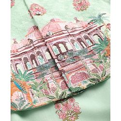 Babyhug Woven Full Sleeves Kurta Pyjama Set with Embroidered & Printed Nehru Jacket - Green