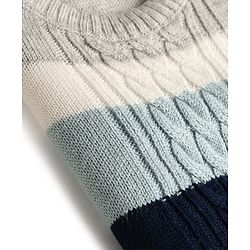 Babyhug Knitted Full Sleeves Striped Sweater Set - Grey