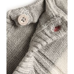 Babyhug Knitted Full Sleeves Striped Sweater Set - Grey