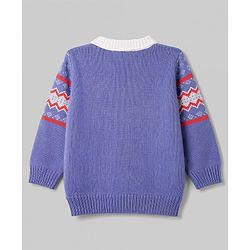 Babyhug Knitted Full Sleeves Collared Sweater Set - Lavender