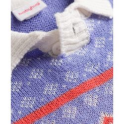 Babyhug Knitted Full Sleeves Collared Sweater Set - Lavender