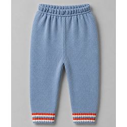Babyhug Knitted Full Sleeves Striped Sweater Set - Orange