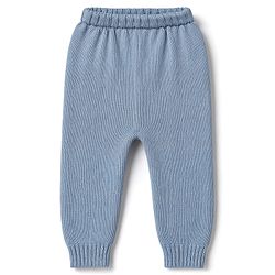 Babyhug Knitted Full Sleeves Striped Sweater Set - Light Blue