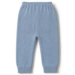 Babyhug Knitted Full Sleeves Striped Sweater Set - Light Blue