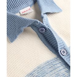 Babyhug Knitted Full Sleeves Striped Sweater Set - Light Blue
