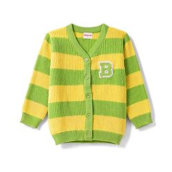 Babyhug Knit Full Sleeves Striped Sweater Set - Green