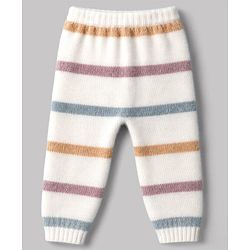 Babyhug Knitted Full Sleeves Striped Co-Ord Sweater Set - White