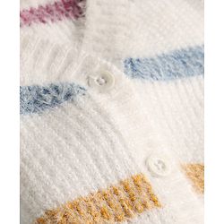 Babyhug Knitted Full Sleeves Striped Co-Ord Sweater Set - White