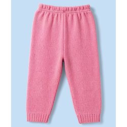 Babyhug Knit Full Sleeves Sweater Set With Floral & Hearts Design - White & Pink